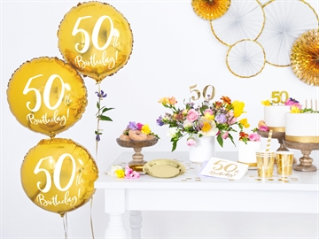 Serviet "50th Birthday" Hvid Guld